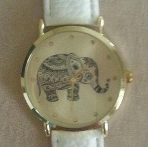 White watch with elephant face